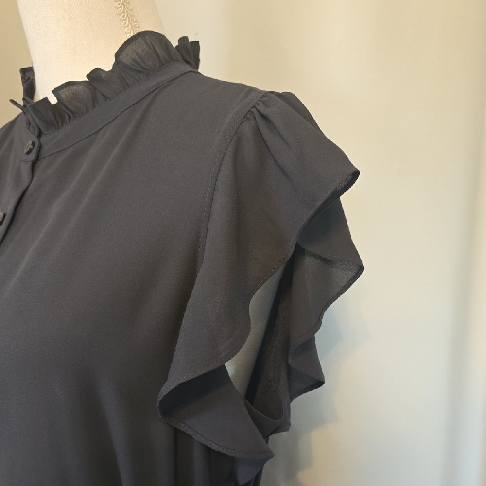 Calvin Klein Black Ruffle Blouse - Picture 3 of 5